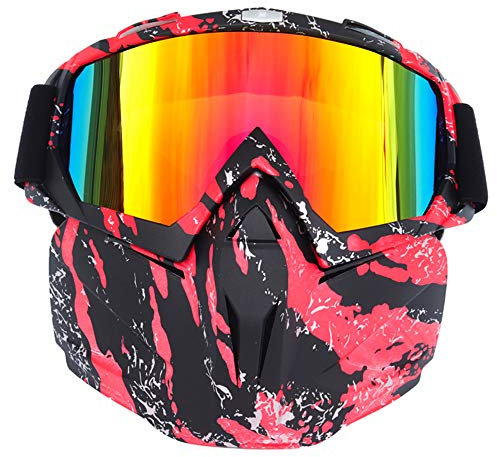 HONCENMAX Motorrad-Schutzmaske, Motorrad Maske Brille Herren Motorrad Goggle Gesichtsmaske Schutzmaske männer Schutzbrille Skibrille - für Motorrad Snowboard Brille Motorradbrillen UV-Schutz