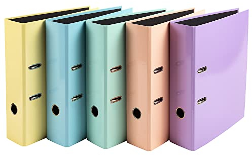 Exacompta 53560E 10er Pack Prem´Touch Aquarel-Ordner. Made in Germany. 8 cm breit DIN A4 Pastell-Farbe farbig sortiert Ringordner Aktenordner Briefordner Büroordner Plastikordner Motivordner