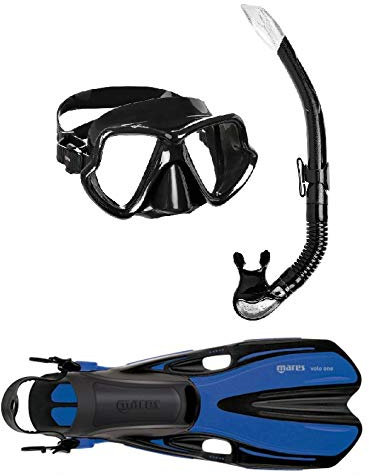 Mares Wahoo + Volo One Schnorchelset (schwarz-blau, L/XL (44-47))