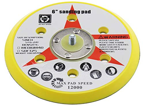 YINETTECH 6 Inch Hook and Loop Sander Backing Pad 150mm M8 6 Holes Polishing Backer Plate Random Orbital Polishing Waxing Buffing Electric Grinder Sander Tool