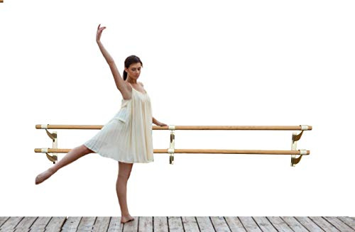 Ballet Barre 6 FT Long Double Bar White 2.0” Diameter for Kids and Adults - Fixed Height Wall Mount Ballet Barre System Traditional Wood, Home/Studio Ballet Bar, Dance, Stretch Bar, Dancing/Stretching