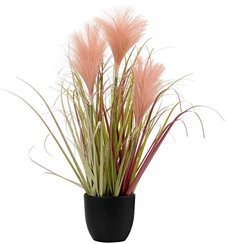 Briful - Artificial Pampas Grass - Decorative Plant in Plastic Pot, Black