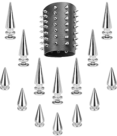 JUNMEIDO 130 Stück Ziernieten Punk Killernieten Set Killernieten zum Schrauben Nieten Spitz Metallic Spitznieten Edelstahl Zierniete Metall Schraubniete für kleidung Spitz,Leder,Taschen,Lederhandwerk
