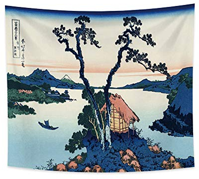 YONGFOTO Tapiz Japones Ukiyo-e Monte Fuji 36 Vistas Habitación colgar de la pared Lago Suwa Provincia de Shinano Mural Lamina Japonesa Pintura Hokusai Cuadro 180x160cm