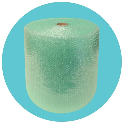 Triplast Biodegradable Green Bubble Wrap Roll, 400mm x 50m, Long Length Small Bubble Cushioning for Moving, Packaging and Storage