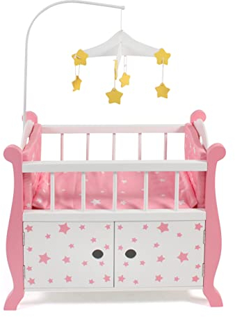 Bayer Chic 2000 - Puppenbett mit Mobile, Puppenmöbel, Puppenzubehör, Stars pink