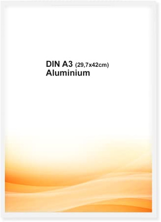 RAWWEST.BIS Bilderrahmen aus Aluminium 29,7x42 cm DIN A3 Fotorahmen Weiß | Alurahmen mit Plexi, Plakatrahmen mit Acrylglas, Rahmen für Bilder Poster Fotos Puzzle, Posterrahmen Fotorahmen