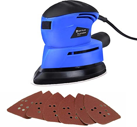 Detail Sander Orbital Sander Electric Sanding Machine 130W with Efficient Dust Collection System, 12000RPM Hand Sanders for Woodworking, with 6 Sandpapers, Ideal for Wood Metal Sanding Polishing