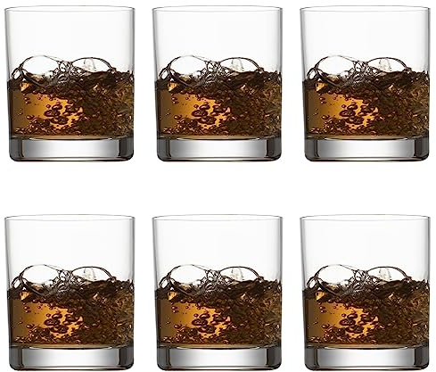 Premium Whiskey Glasses Set of 6, 300ml Old Fashioned Lowball Rocks Glasses | Lead-Free Crystal Lowball Glass Set for Scotch, Rum, Bourbon, Cocktails, Gift Box, Perfect for Any Occasion, Dishwasher Safe
