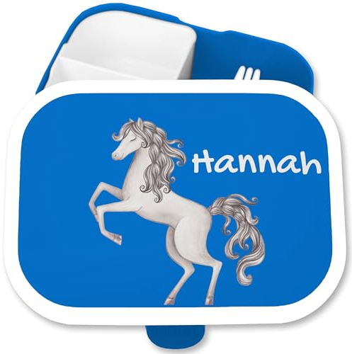 Brotdose Kinder Campus für Mepal - Pferd Horse Pferde Mädchen Geschenk - 750 ml - Blau - personalisierte brotdosen pferdemädchen horses geschenke einschulung pferdebox reiten pferdeliebhaber