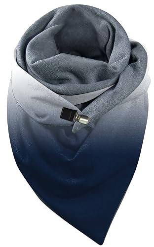 KBOPLEMQ Damen Schals Warmer Dreieckschal mit Button Winterschals Retro Wickelschal Lässige übergroßer Weich Scarf Poncho Musselin Schal Winterschal Warme Deckenschal Soft Wrap Herbstschal Halstüche