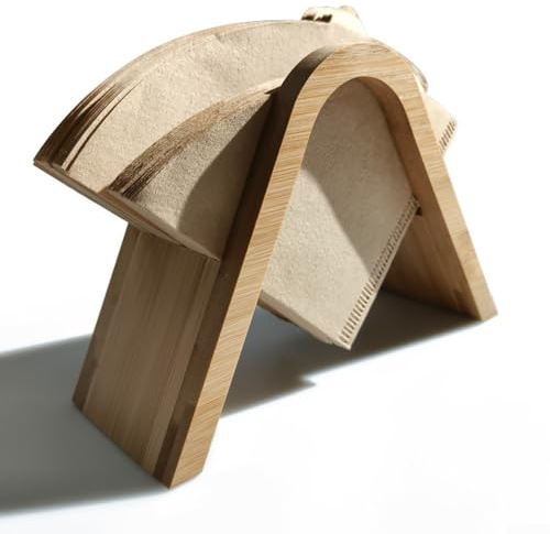 Porte-papier pour filtre à café, support de filtre à café en bambou en forme de V, support de rangement en bambou pour la maison, le bureau, le café