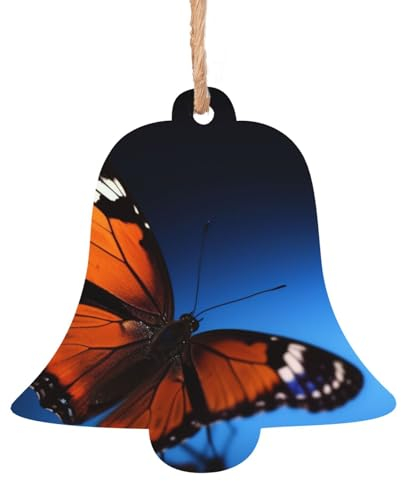 Schmetterling Holz Weihnachtsglocke Form Ornamente Holz Weihnachtsbaum Hängende Dekoration Weihnachtsbaum Ornamente mit Seilen für Weihnachten Urlaub Dekorationen