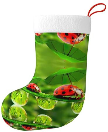 EdWal Lustiger Marienkäfer mit Regenschirmen, Kaminstrümpfe, 45,7 cm Weihnachtsstrumpf, für Familie, Weihnachten, Urlaub, Party, Dekoration