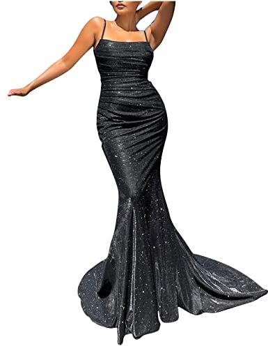 Paillettenkleid Damen Retro Kleider20er Jahre Damen Pailletten Damen Pailletten Schlank Fischschwanz Kleid Rock Abendkleider Halter V-Ausschnitt Kleider Bodycon Etuikleid Kleid Pailletten
