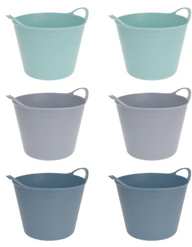 6 x flexibel plastförvaringskorg 15 l med handtag flexibel korg bärkorg hushållskorg universalkorg