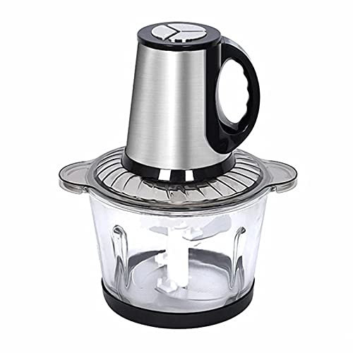 HAVVMK Mini picadora de Carne eléctrica de 2/3L, 220V, 200-300W, 3 Engranajes con Mango, Mezclador de ajo picado para Cocina (Vidrio 2L)