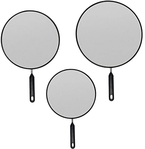 Splatter Screen for Frying Pan, 3 Pcs Splash Guard, Stainless Steel Splatter Cover with Handle for Frying Pan 19 cm 25 cm 29 cm