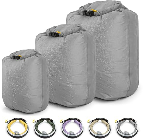 HIKEMAN Dry Bag wasserdichte Tasche - Ultra-Light wasserdichte Aufbewahrungsbeutel,3 Stück Bootfahren Packsäcke,Trockensack für Boot, Kajak,Angeln,Rafting,Schwimmen,Camping und Strand (Grey)