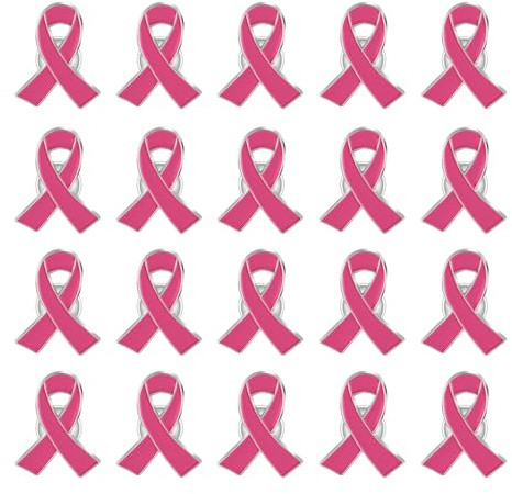 Octobre Rose Lot de 20 Broches, Ruban Rose de Sensibilisation Cancer du Sein Pin's Octobre Rose 2024 Accessoires Soutenir la Cause Survivante du Cancer du Sein Femmes Broche 6x4 cm