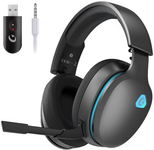 Gvyugke 2.4GHz Wireless Gaming Headset für PC, PS5, Mac, Switch, 7.1 Surround Sound, Bluetooth 5.3 Kabelloses Gaming Kopfhörer mit mikrofon, 3.5mm Wired Mode Headset für Xbox-Serie