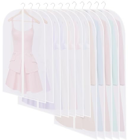 SOBEAU 12 Stück Kleidersack Anzug Lange 60x120/100/80 cm, Kleiderschutzhülle Transparent, kleidersäcke mit Reißverschluss, für Kleider, Hemden, Kleider Abendkleider Aufbewahrung Kleiderhülle, Weiß