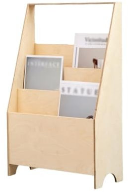 yixinzi-2024 Zeitschriftenständer Nordic Magazine Rack Einfaches Bücherregal Dreischichtiges Poster Rack Wohnzimmer Zeitungsständer Display Rack Storage Prospektständer(Original Wood)