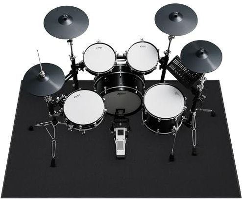 OUUTMEE Tappeto per batteria, 120 x 180 cm, antiscivolo, insonorizzante, tappetino professionale per allenamento con batteria elettronica, set di grancassa jazz e altri strumenti musicali (nero)