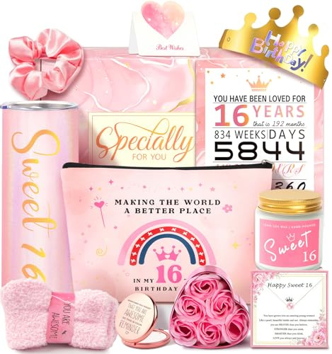 Jolis 16 cadeaux pour filles, cadeaux d'anniversaire pour filles de 16 ans, idées de cadeau d'anniversaire uniques et tendance pour adolescente, fille, nièce, petite-fille, décorations d'anniversaire