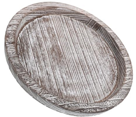 ULTECHNOVO Bandeja Redonda De Madera Maciza Para Servir Velas Bandeja De Madera Vintage Para Fruta Pan Decoración Rústica Mesa De Comedor o Encimera De Cocina