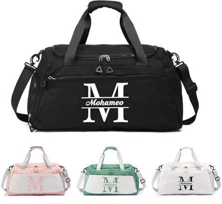 Personalisierte Reisetasche mit Namen – Faltbare Sporttasche Handgepäck für Damen Herren, wasserdichte Weekender Reisetasche groß, Geschenk für Frauen Männer Urlaub Sport Schwimmbad (Stil 1)