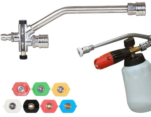 Conector de jabón arandela de presión - pulverizador de espuma de doble punta para lavadora de potencia | Boquilla de aplicador de jabón de alta presión para lavado de automóviles, limpieza exterior y