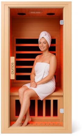 Sauna infrarouge pour 1 personne, 1350 W Low EMF Chauffage infrarouge Intérieur Maison Salle de sauna personnelle - Haut-parleurs Bluetooth, Light Therapy, Assemblage facile, Sauna sec en bois Hemlock