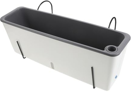 Kisangel Caja Jardinera Rectangular con Sistema de Auto Riego y Soporte Colgante Macetero de Plástico Duradero para Cultivo de Verduras Hierbas y Suculentas Balcón y Alféizar