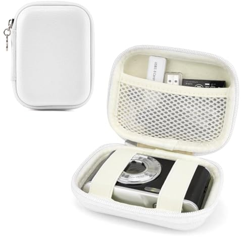 RVYEIOP 1 pièce Housse Appareil Photo, pour Appareil Photo Pochette Appareil Photo, Mini Sacoche Rigide, Housse de Protection de Voyage, Accessoire pour Appareil Photo (Blanc).