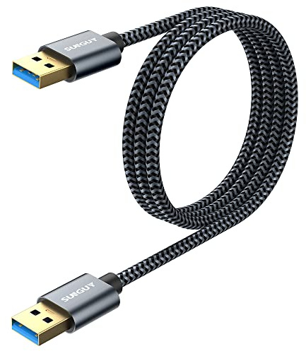 SUNGUY Câble USB 3.0, 1m, Type A Mâle vers Mâle Câble 5Gbps SuperSpeed pour Disque Dur Boîtier Externe, DVD, Refroidisseur PC Portable, Hub USB, TV Box, Imprimante et Caméra-Gris