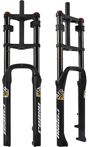 Forcella Fat Bike 26x4.0 Doppia Spalla SuspeSXSaelciunion Corsa 140mm DH MTB Air Rebound Regolabile 1-1/8 Sterzo E-Bike Bicicletta Elettrica Anteriore QR 9x135mm (Colore: Nero 26 p