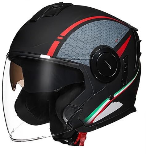 Casco Da Moto Jet Con Doppia Visiera, Casco 3/4 Per Uomini E Donne Adulti, Casco Da Moto Da Turismo, Casco Jet Per Scooter Cruiser, Omologato ECE
