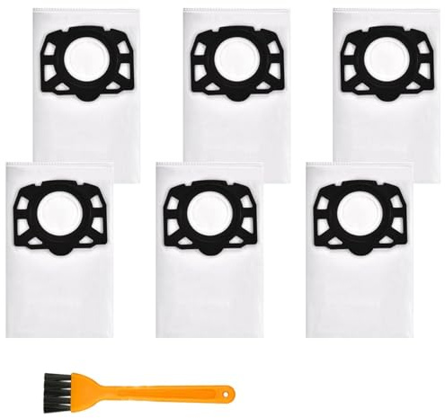 6 bolsas para aspiradora Karcher KFI 357 compatibles con WD3 WD2 Plus KWD1 KWD2 KWD3 MV3 WD3.200-WD3.800M SE4001 SE4002, sustituye a 2.863-314.0