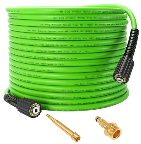 Tool Daily Pressure Washer Hose 50FT x 1/4 with Adapters for K2-K7 | Jet Wash Extension Hose with M22-14mm Fittings, Replacement for K2 K3 K4 K5 K6 K7, Kink Resistant, 3600 PSI