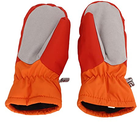 Bonbela Mitaines pour Enfants, 1 Paire, d'hiver Chauds, Coupe-Vent, Imperméables, avec Doublure Rembourrée épaisse, pour Le Ski, Les Sports de Plein Air, la Randonnée (Orange)