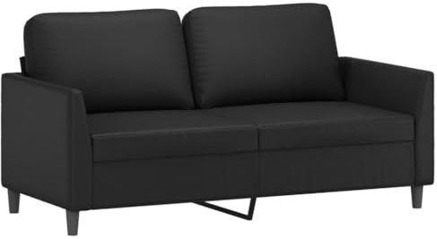 Emmtore Sofá de 2 plazas de Cuero sintético Negro 140 cm, Sofá de Relax