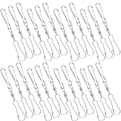 Hohopeti 24PCS Stainless Steel S Hook Swivel Hanging Plant Hooks 70mm Rotating Ceiling Clip for Flower Pots Bird Feeders Windsocks Patio Garden Decorations