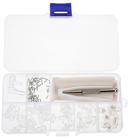 WATIIFUFU Kit de 25 Paires de Plaquettes Nasales en Silicone Souple pour Lunettes Coussinets Antidérapants, Accessoires de Réparation Complets, Confort pour Montures de Vue et Solaire,