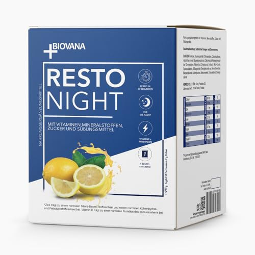 Biovana RestoNight | Gute Nacht Drink | Nahrungsergänzungsmittel mit Vitaminen und Mineralstoffen | 210 g Pulver