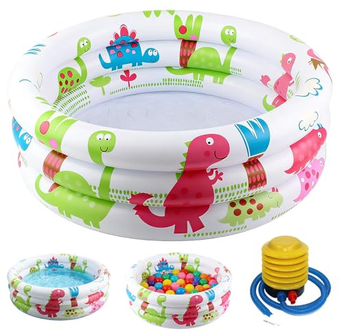 Paddling Pool for Kids, 90x26cm Inflatable Paddling Pool, 3 Ring Portable Paddling Pools, Inflatable Baby Toddlers Swimming Pool, Summer Play Water Tools for Home and Trave