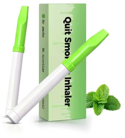 Quit Smoking Inhaler for Smokers - Natural, Nicotine-Free & Portable, Non-Electric Craving Relief for Travel, Work and Anytime (2PCS Mint)
