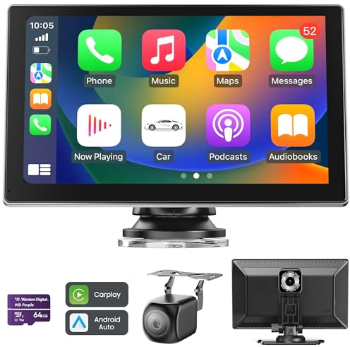 Jzones 9'' Pantalla Carplay Coche, Soporte CarPlay y Android Auto
