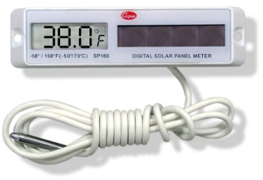 Cooper-Atkins SP160-01-8 Digital Panel Thermometer with White Rectangular Solar Powered, -58/158° F Temperature Range