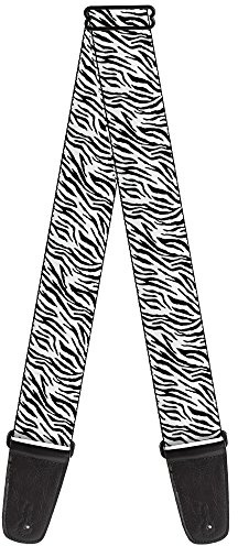 Buckle-Down GS-W32602 gitarrrem – zebra 2 vit – 5 cm bred – 29-54 tum längd